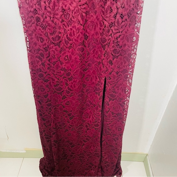 NEW BHLDN Juliet Short-Sleeve V-Neck Lace Gown Wine Red Cottagecore Romantic - Picture 6 of 12